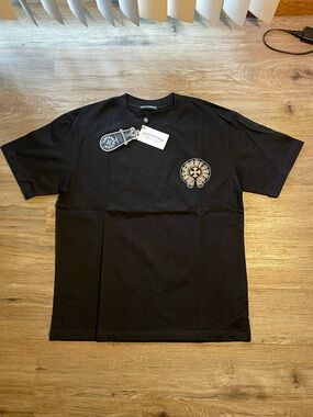 Chrome Hearts Black Short-Sleeve T-Shirt with Chest Crest